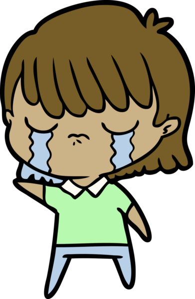 Bir insan tarafından çizilmiş ağlayan çizgi film kadını.