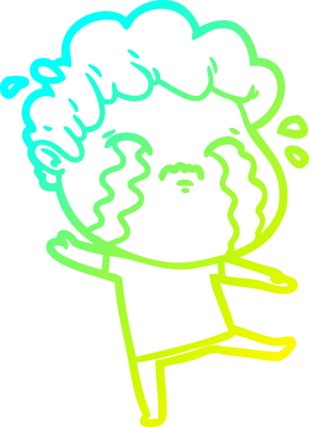 Bir insan tarafından çizilmiş ağlayan bir çizgi film karakteri çizimi.