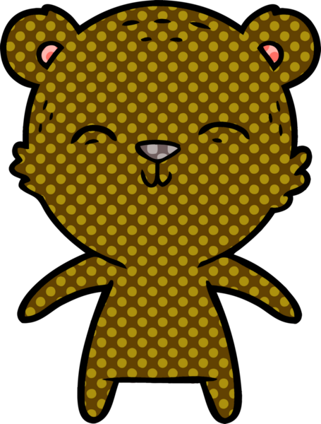 Bir insan tarafından çizilmiş mutlu çizgi film ayısı.