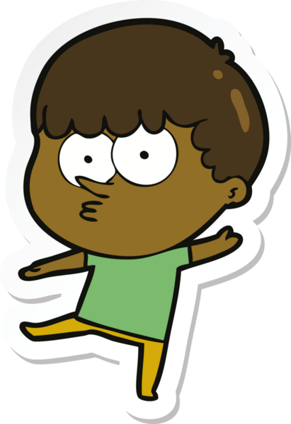 Bir insan tarafından çizilmiş meraklı bir çocuğun çıkartması.