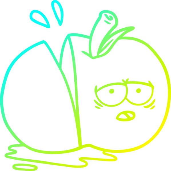 Bir insan tarafından çizilmiş elma karikatürünün soğuk gradyan çizimi