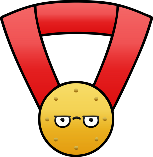 Bir insan tarafından çizilmiş altın madalyanın gölgelenmiş karikatürü.