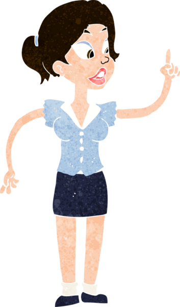 Bir insan tarafından çizilmiş harika bir fikri olan karikatür kadın.