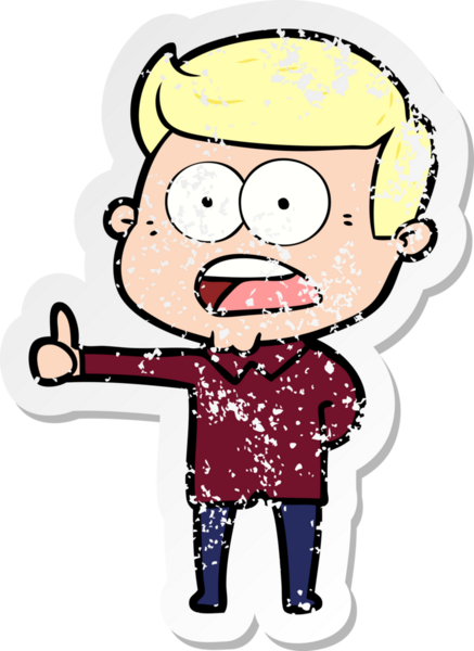 Bir insan tarafından çizilen şok olmuş bir adamın karikatür çıkartması.