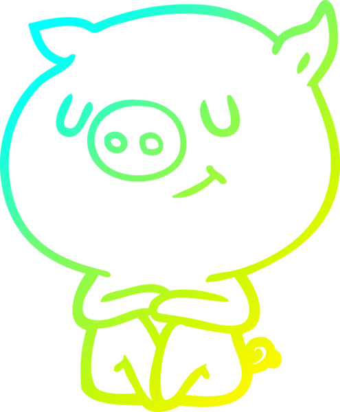 Bir insan tarafından çizilmiş mutlu çizgi film domuzu çizimi.