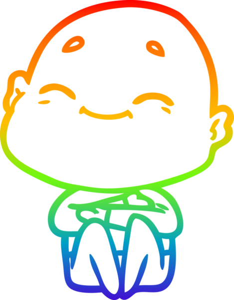 gökkuşağı gradyan çizimi mutlu bir çizgi kel adamın çizimi bir insan tarafından çizildi