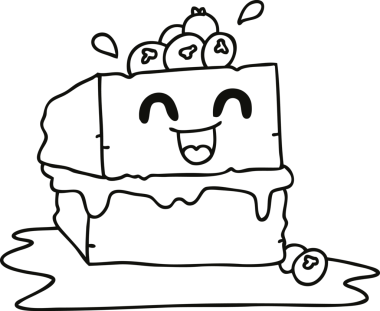 Bir insan tarafından çizilmiş garip çizgi film mutlu pasta dilimi