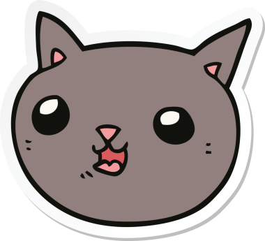 Bir insan tarafından çizilmiş çizgi film kedisinin çıkartması.