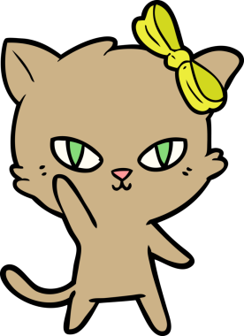 Bir insan tarafından çizilmiş sevimli çizgi film kedisi.