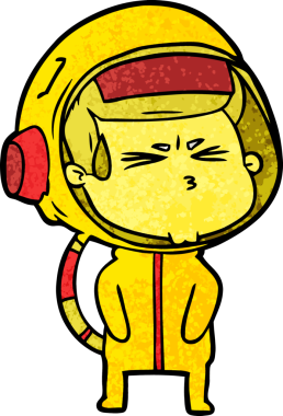 Çizgi film bir insan tarafından çizilmiş astronot.