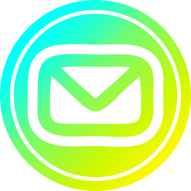 Zarf harfi dairesel simgesi, bir insan tarafından çizilen havalı gradyan bitiş