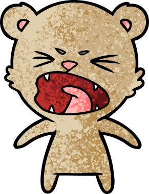 Bir insan tarafından çizilmiş kızgın çizgi film ayısı.