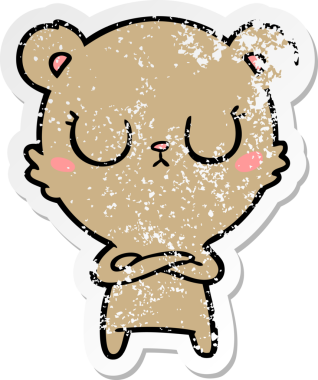 Bir insan tarafından çizilmiş barışçıl bir ayı yavrusunun sıkıntılı çıkartması.