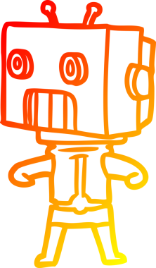 Bir insan tarafından çizilen çizgi film robotunun sıcak çizgi çizimi