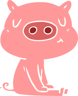 Düz renkli çizgi film içerikli domuz insan tarafından çizilmiş.