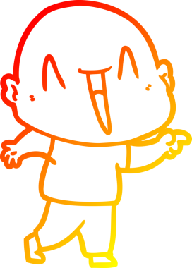 Bir insan tarafından çizilmiş mutlu, kel bir adamın sıcak çizgi çizimi.