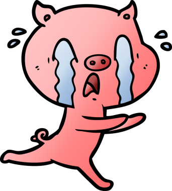 Bir insan tarafından çizilmiş ağlayan domuz çizgi filmi.