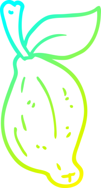 Bir insan tarafından çizilmiş limon meyvesinin soğuk gradyan çizgisi.