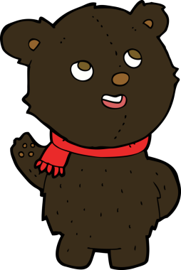 Bir insan tarafından çizilmiş sevimli siyah ayı yavrusu.