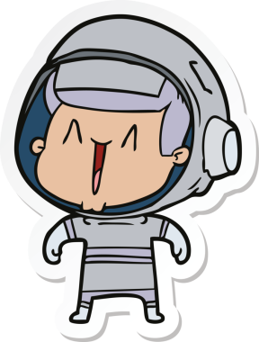 Bir insan tarafından çizilmiş astronot bir karikatür çıkartması.