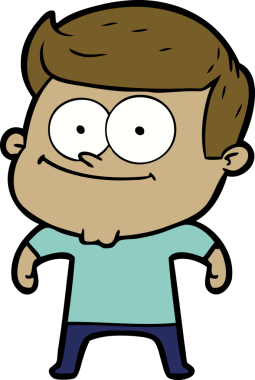 Bir insan tarafından çizilmiş mutlu bir adam.