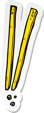 Bir insan tarafından çizilmiş bir yemek çubuğunun çıkartması.