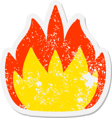 Alev grunge etiketi bir insan tarafından çizilmiş.