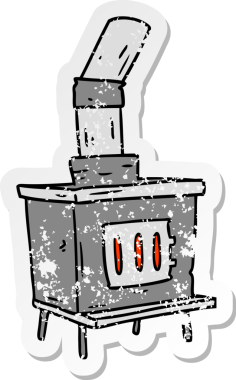 İnsan eliyle çizilmiş bir ev fırınının karikatürü.