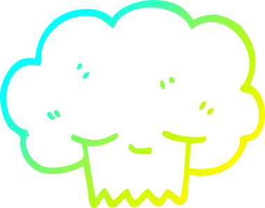 Bir insan tarafından çizilen çizgi film patlama bulutunun soğuk gradyan çizgisi.