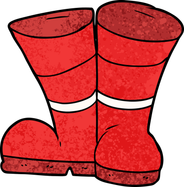 Wellington çizmeleri bir insan tarafından çizilmiş.