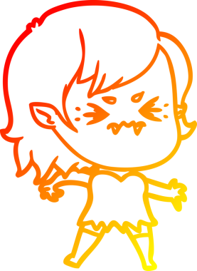 Bir insan tarafından çizilmiş kızgın bir vampir kız çizgi çizimi.