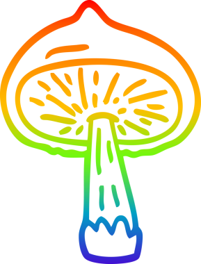 gökkuşağı gradyan çizgi çizimi bir insan tarafından çizilmiş mantar karikatürü