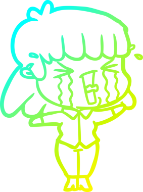 Bir insan tarafından çizilmiş göz yaşları içinde bir çizgi film kadını çizimi.