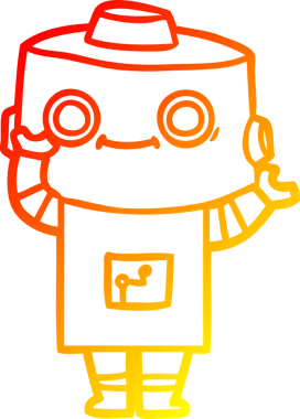 Bir insan tarafından çizilen çizgi film robotunun sıcak çizgi çizimi