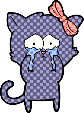 Bir insan tarafından çizilmiş çizgi film kedisi.