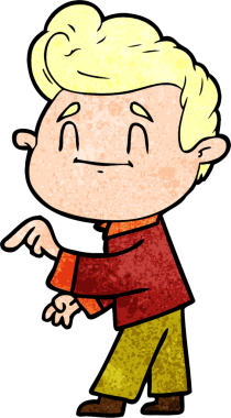 Mutlu çizgi film adamı bir insan tarafından çizildi.