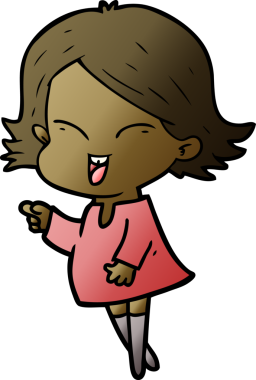 Bir insan tarafından çizilmiş mutlu çizgi film kızı.