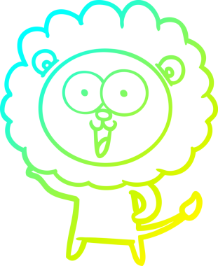 Bir insan tarafından çizilmiş mutlu çizgi film aslanı çizimi.