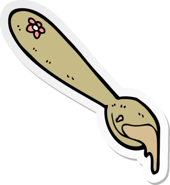 Bir insan tarafından çizilmiş lapa kaşığının çıkartması.