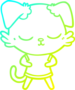 Bir insan tarafından çizilmiş şirin bir çizgi köpeğin soğuk gradyan çizgisi.