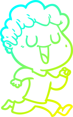 Bir insan tarafından çizilmiş gülen bir çizgi film karakterinin soğuk gradyan çizgisi.