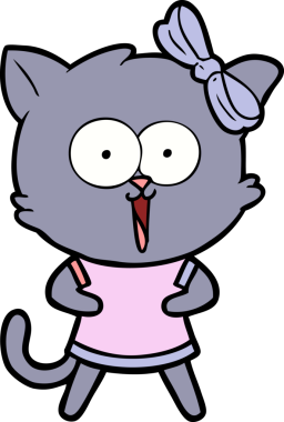 Bir insan tarafından çizilmiş çizgi film kedisi.