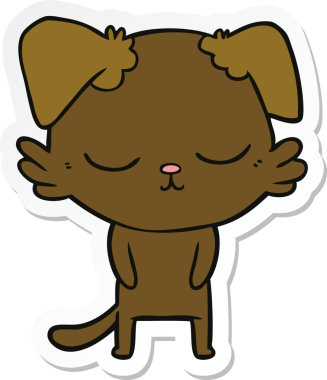 Bir insan tarafından çizilmiş şirin bir köpeğin çıkartması.