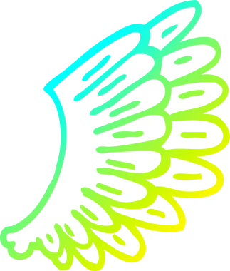 Bir insan tarafından çizilmiş bir melek kanadının soğuk çizgi çizimi.