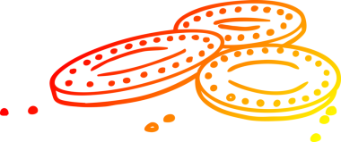 Bir insan tarafından çizilmiş altın sikkelerin sıcak çizgi çizimi