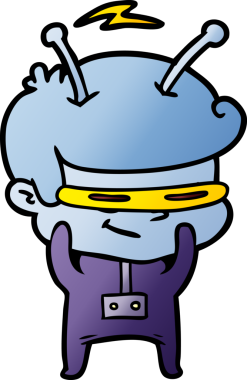 Bir insan tarafından çizilmiş utangaç çizgi film uzay adamı.