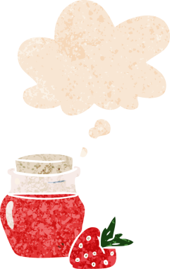 Düşünce baloncuklu çizgi film reçel kavanozu grunge sıkıntılı retro tarzı bir insan tarafından çizilmiş