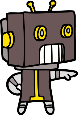 Bir insan tarafından çizilmiş çizgi film robotu