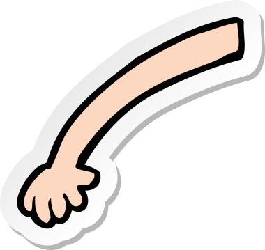 Bir insan tarafından çizilmiş bir karikatür kolunun çıkartması.