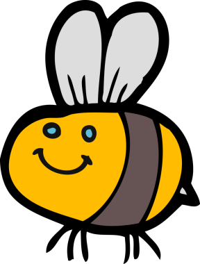 Bir insan tarafından çizilmiş çizgi film arısı.